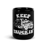Keep Truckin' Black Glossy Mug