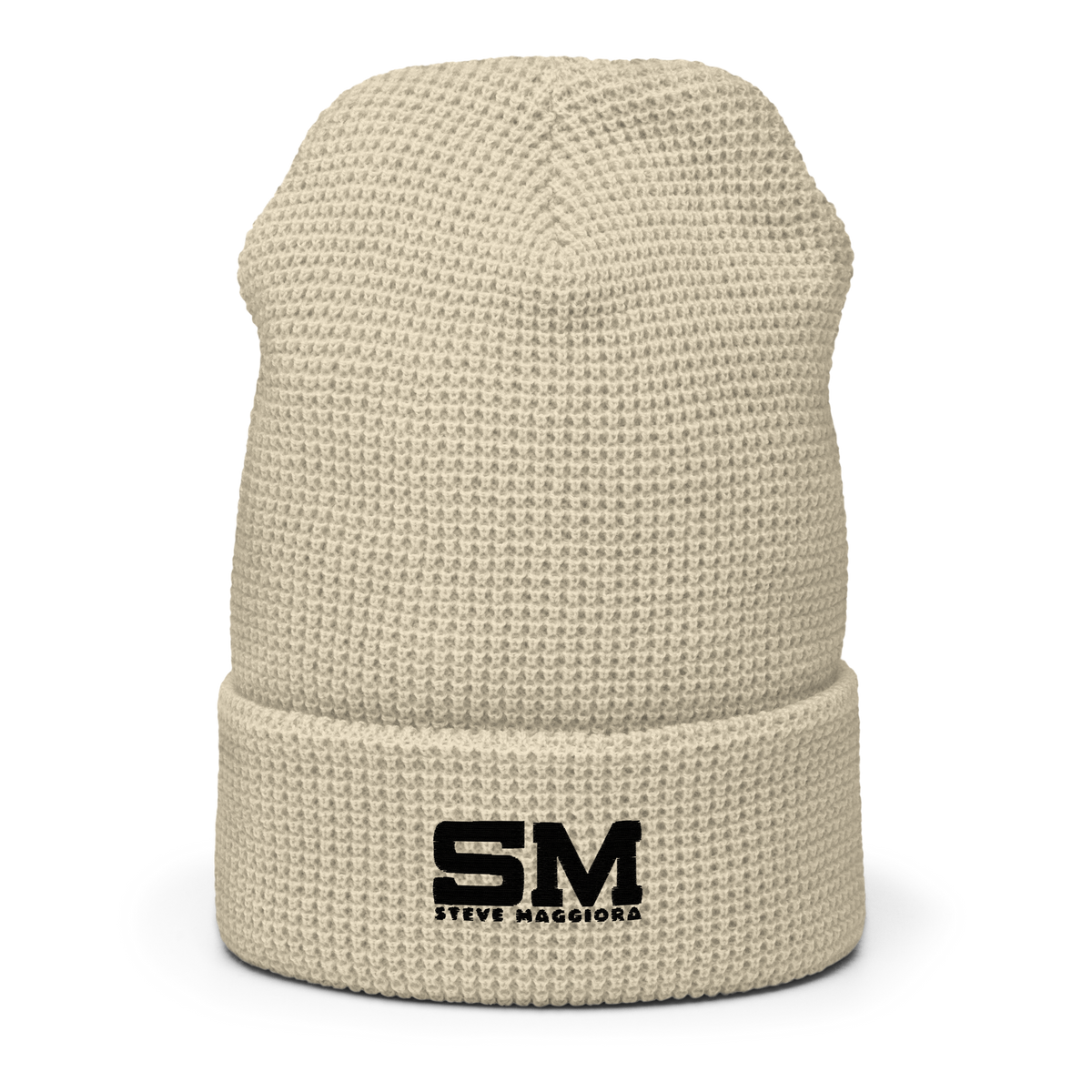 Embroidered SM Logo Waffle Beanie - Blk