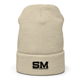 Embroidered SM Logo Waffle Beanie - Blk