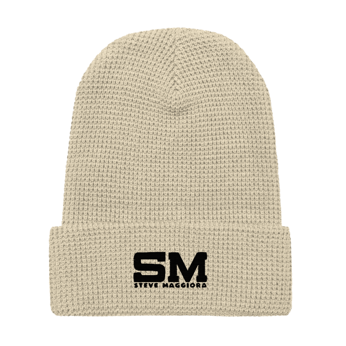 Embroidered SM Logo Waffle Beanie - Blk