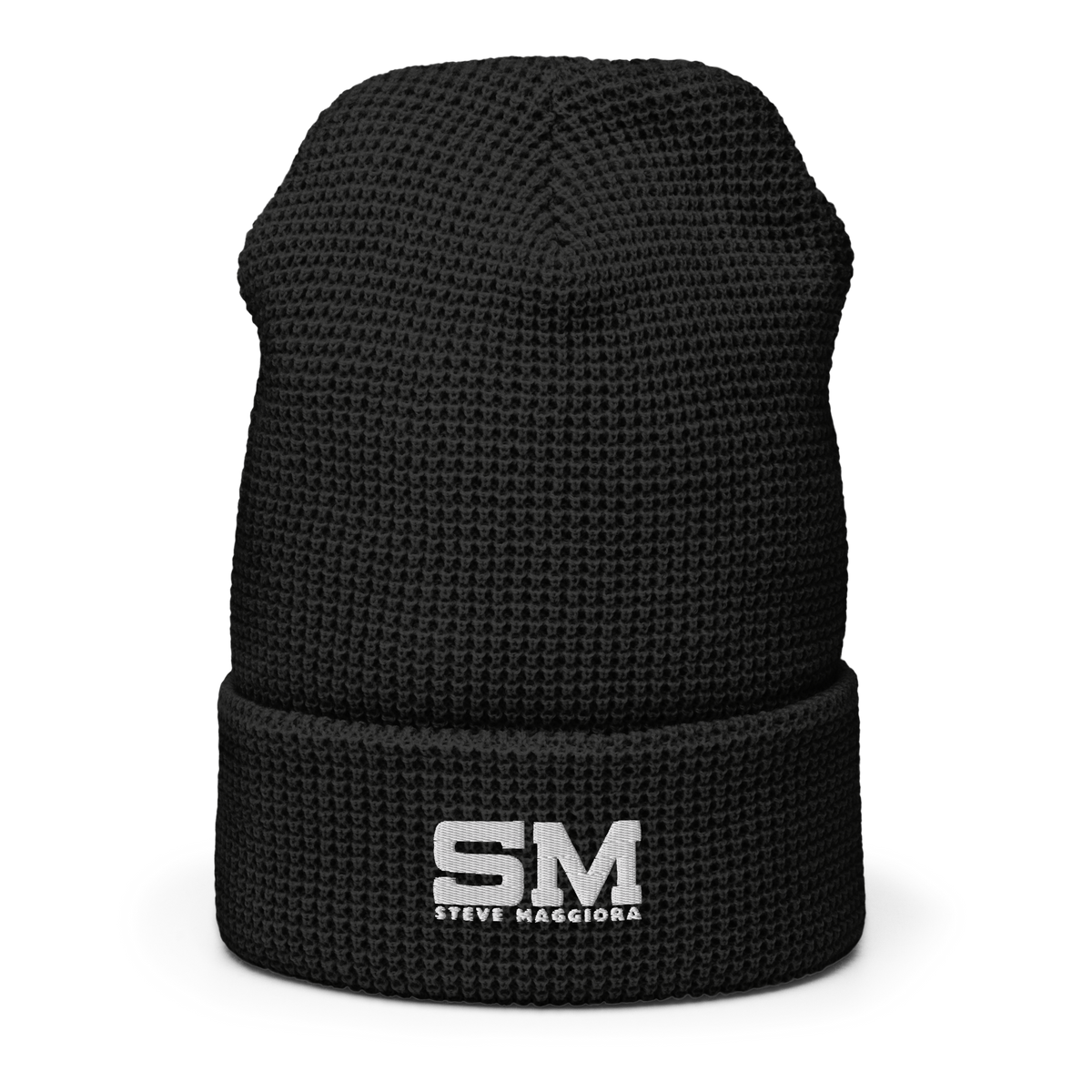 SM Embroidered Waffle Beanie - Wht