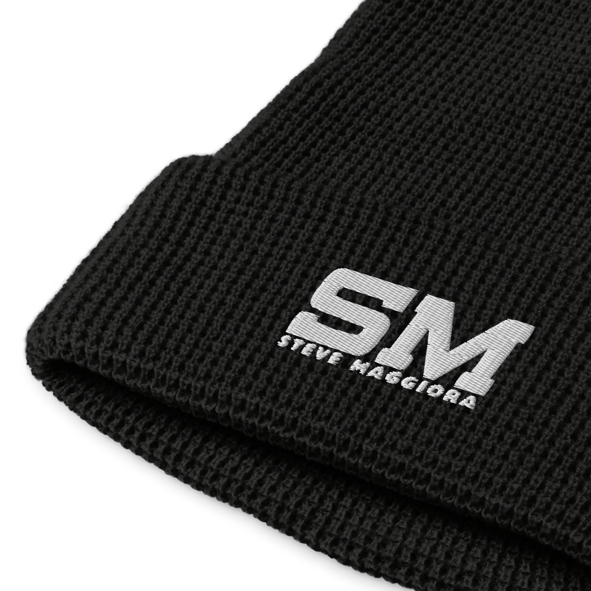 SM Embroidered Waffle Beanie - Wht