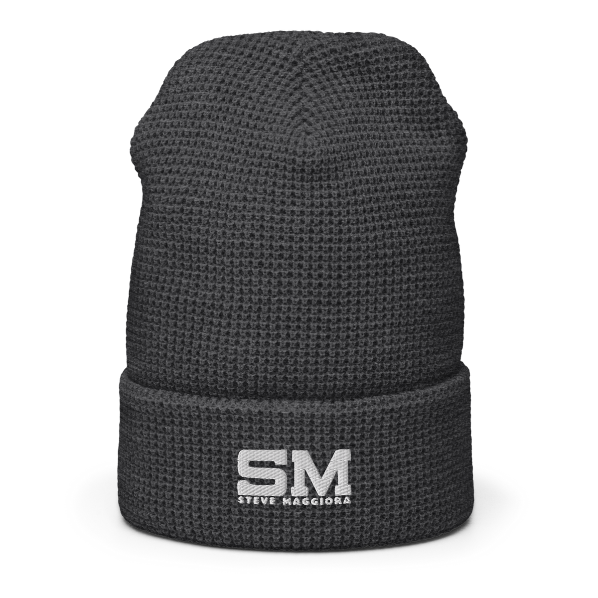 SM Embroidered Waffle Beanie - Wht
