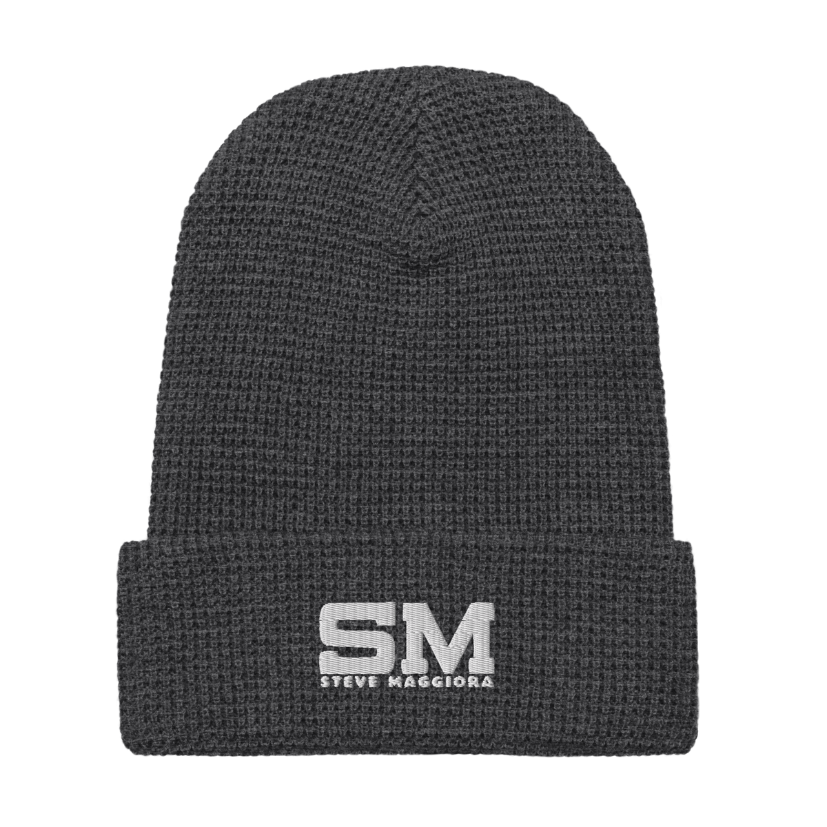 SM Embroidered Waffle Beanie - Wht