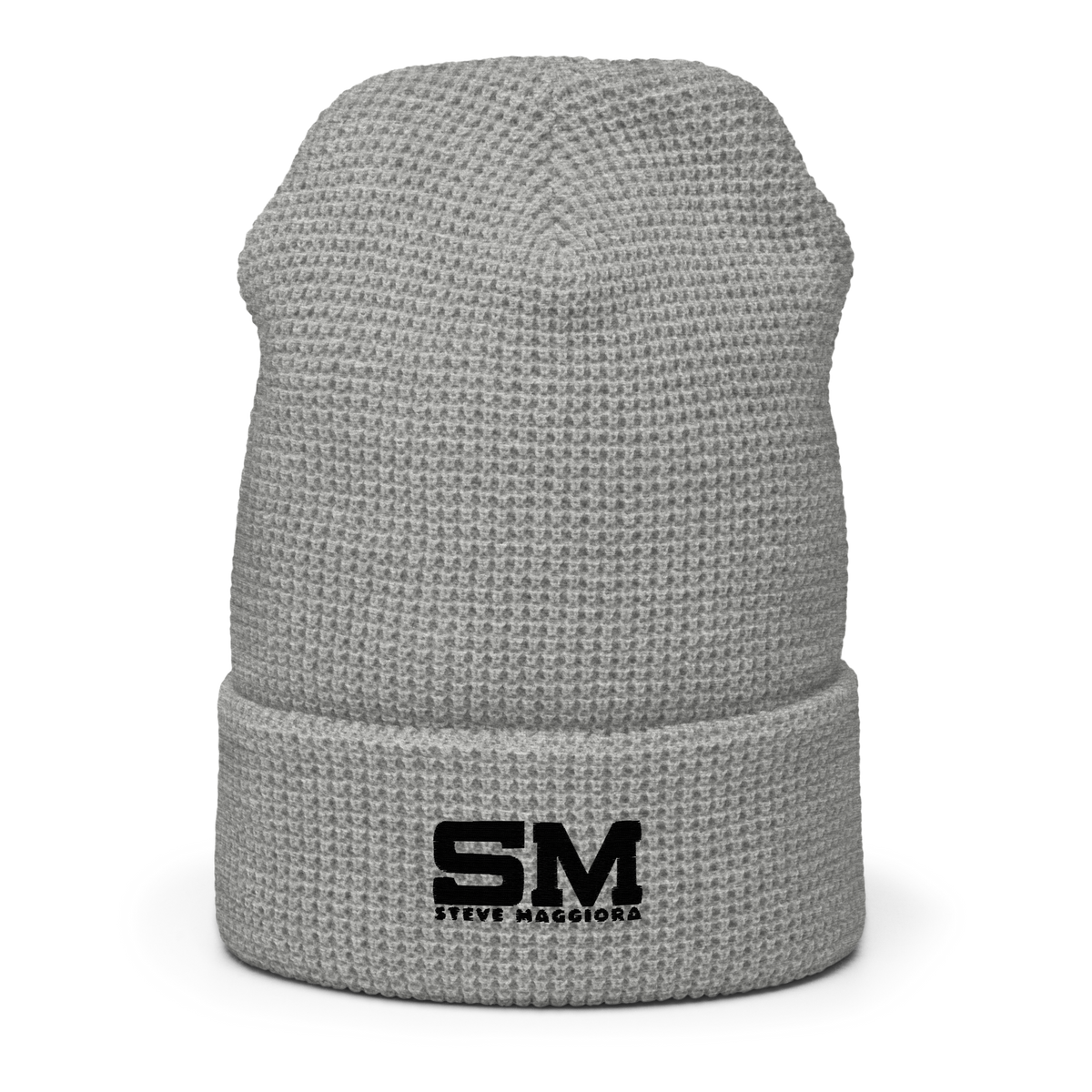 Embroidered SM Logo Waffle Beanie - Blk