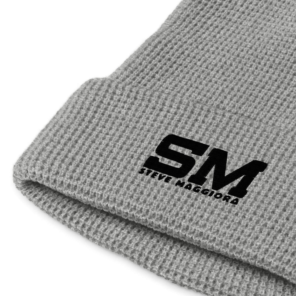 Embroidered SM Logo Waffle Beanie - Blk