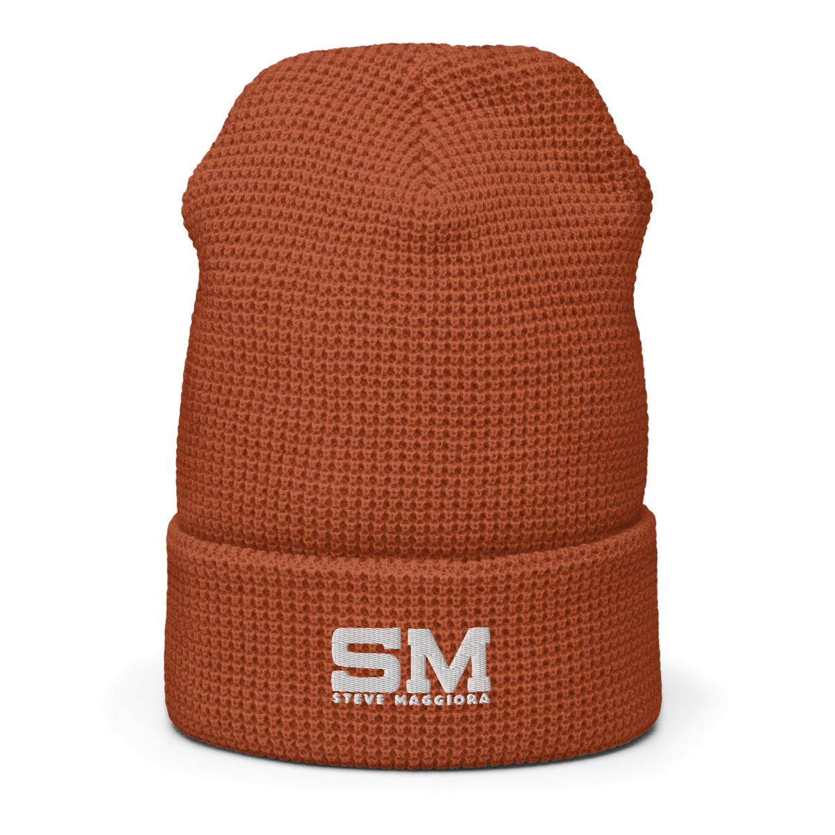 SM Embroidered Waffle Beanie - Wht