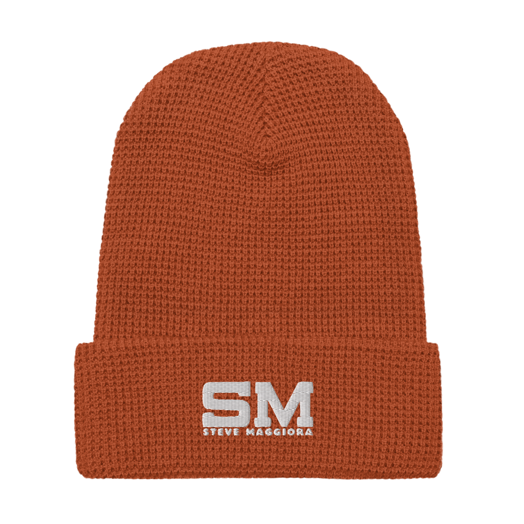 SM Embroidered Waffle Beanie - Wht